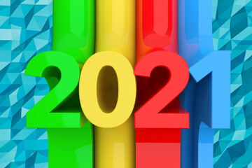 Aufkleber - Abstract New 2021 Year Sign. 3d Rendering