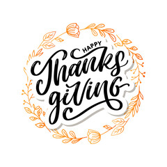 Canvas Print - happy thanksgiving lettering calligraphy text brush vector