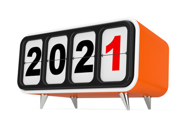 Aufkleber - Retro Flip Clock with 2021 New year Sign. 3d Rendering