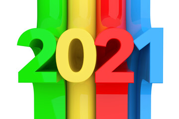 Aufkleber - Abstract New 2021 Year Sign. 3d Rendering