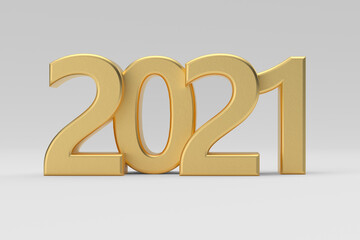 Poster - New 2021 Year Golden Sign. 3d Rendering