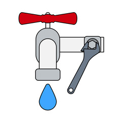 Wall Mural - Icon Of Wrench And Faucet