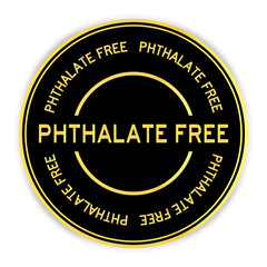 Canvas Print - Black and gold color round sticker with word phthalate free on white background