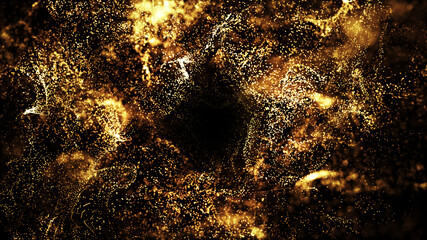 Wall Mural - golden particles shining stars dust bokeh glitter awards dust abstract background. futuristic glitte