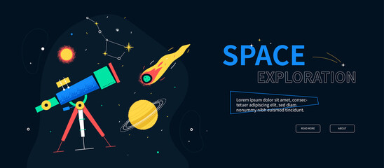 Wall Mural - Space exploration - colorful flat design style web banner