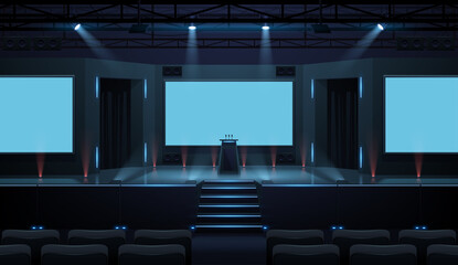 Hall of business conference with screen template