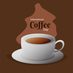 Wall Mural - international coffee day poster with ceramic cup