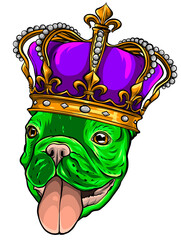 Sticker - Hand drawn pug. Cute dog king vector