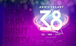 38 years anniversary logo template on purple Abstract futuristic space background. 38th modern technology design celebrating numbers with Hi-tech network digital technology concept design elements.