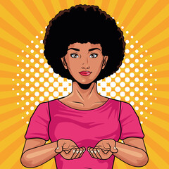 Poster - young afro woman character pop art style