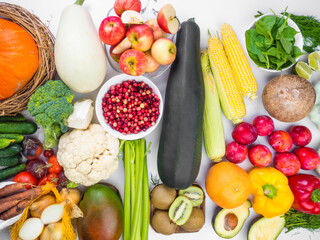 Wall Mural - Composition with assortment of organic vegetables and fruit