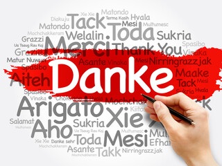 Sticker - Danke (Thank You in German) Word Cloud, concept background