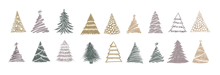 Wall Mural - christmas tree hand drawn illustrations. vector.