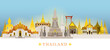 Bangkok, Thailand, Temple, Landmarks Skyline Background