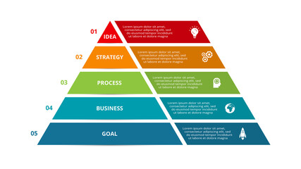 Vector pyramid up arrows infographic, diagram chart, triangle graph presentation. Business timeline concept with 5 parts