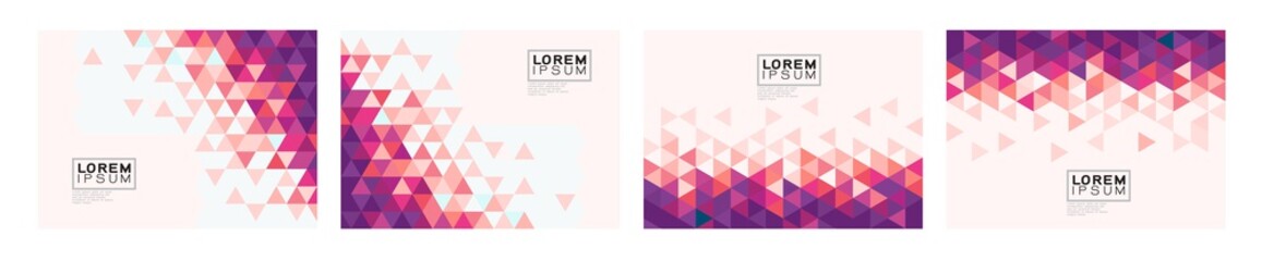Wall Mural - Set of colorful gradient triangle on white background with space. Modern background for business or technology presentation. vector illustration