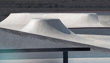 Concrete Curved Walls Of Bowl Park In Skatepark