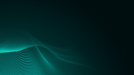 Canvas Print - dot green wave light screen gradient texture background. abstract technology big data digital backgr