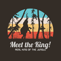 Sticker - Elephant in forest. Animal silhouette. Vector retro design