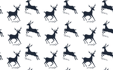 Wall Mural - seamless pattern with deer. winter background. vector