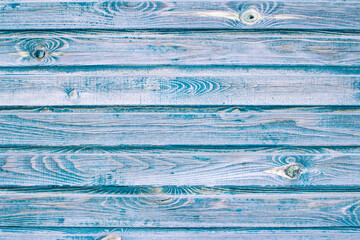 Bringt blue old painted vertical wooden planks. Abstract vintage wood background texture or banner.