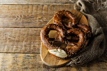 Wall Mural - Pretzel with salt and sesame seeds