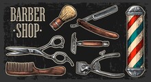 Set Tool For BarberShop With Logotype