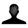 Man silhouette profile. Male avatar and anonymous icon. Censored face 