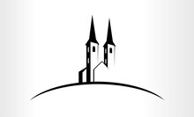 Vector Illustration Of A Church Logo Emblem