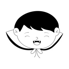 Poster - happy halloween, cute face boy dracula costume isolated design icon line style