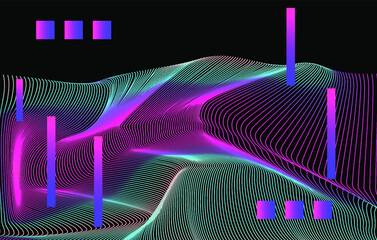 Wall Mural - abstract technology background with warped and distorted laser grid. vaporwave and synthwave style p