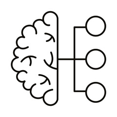 Sticker - brain human with infographic line style icon