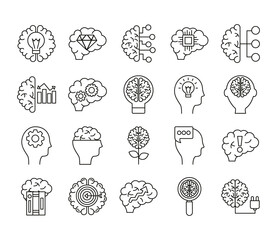 Poster - bundle of brains organs set icons