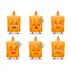 Sticker - Cartoon character of orange candle with sleepy expression