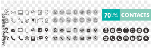 Fotografía Set of 70 Contact Us web icons in line style