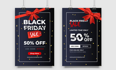 Wall Mural - Gradient Black Friday sale poster design with futuristic style