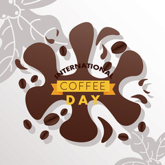 Sticker - international coffee day celebration with splash liquid