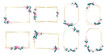 © Moko22 - Set of golden frame decored with watercolor flower for branding and wedding monogram logo design.