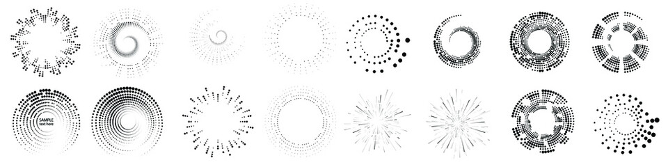 Wall Mural - halftone dots in circle form. round logo . vector dotted frame . design element