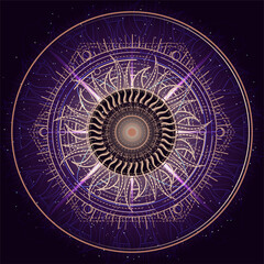 Wall Mural - Vector illustration of Sacred geometry symbol on abstract background.