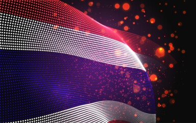 Wall Mural - Vector bright glowing country flag of abstract dots. Thailand