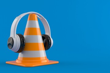 Canvas Print - Traffic cone with headphones