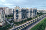 Fototapeta Miasto - Aerial Townscape of Saint Petersburg City. Kalininsky District