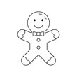 Gingerbread man outline icon. Christmas cookie or biscuit. Vector illustration.