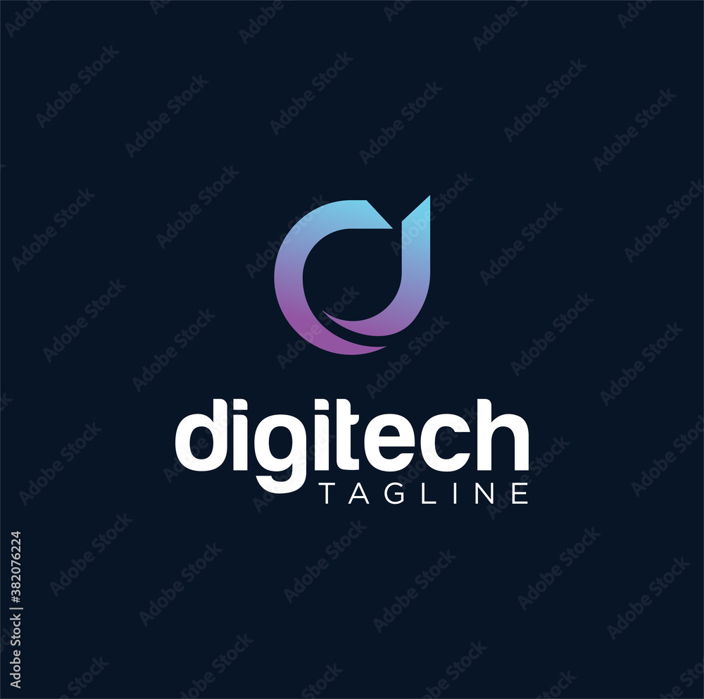 Letter D Logo Digital Technology Design Vector Stock. Initial D Tech ...