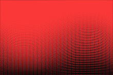 Polka Dot Pop Art Halftone Pattern. Red Dots On Black Background
