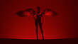 © paul - Red Woman at the Gates of Hell in a Corset with Black Wings Standing 3d Illustration