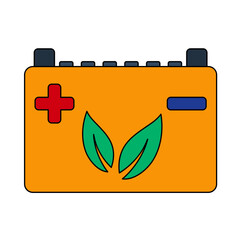 Wall Mural - Car Battery With Leaf Icon