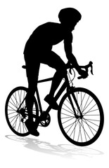 Poster - Bicyclist riding their bike and wearing a safety helmet in silhouette