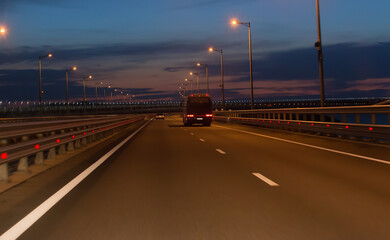 Canvas Print - Car traffic on a multi-lane highway